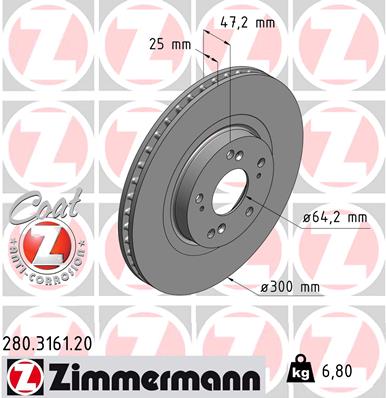 ZIMMERMANN ZIM280.3161.20 féktárcsa