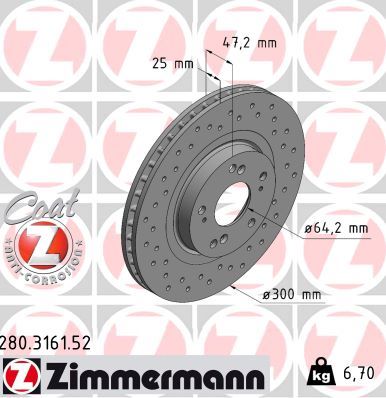 ZIMMERMANN ZIM280.3161.52 féktárcsa