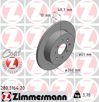 ZIMMERMANN ZIM280.3164.20 féktárcsa