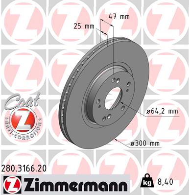 ZIMMERMANN ZIM280.3166.20 féktárcsa