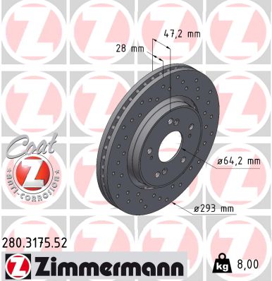 ZIMMERMANN ZIM280.3175.52 féktárcsa