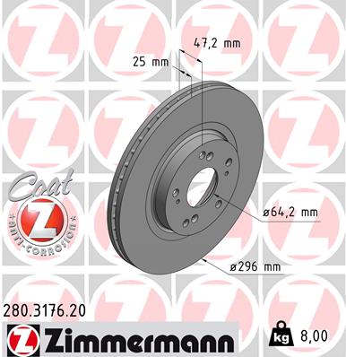 ZIMMERMANN ZIM280.3176.20 féktárcsa