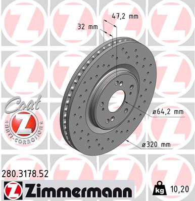 ZIMMERMANN ZIM280.3178.52 féktárcsa