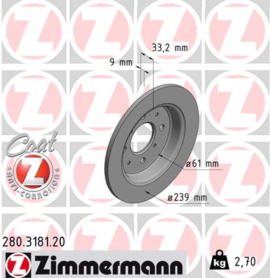 ZIMMERMANN ZIM280.3181.20 féktárcsa