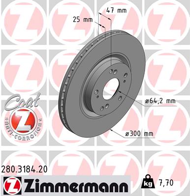 ZIMMERMANN ZIM280.3184.20 féktárcsa