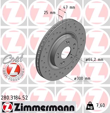 ZIMMERMANN ZIM280.3184.52 féktárcsa