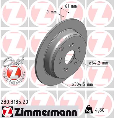 ZIMMERMANN ZIM280.3185.20 féktárcsa