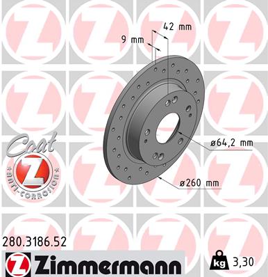 ZIMMERMANN ZIM280.3186.52 féktárcsa