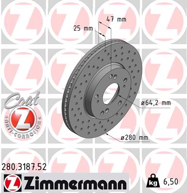 ZIMMERMANN ZIM280.3187.52 Féktárcsa
