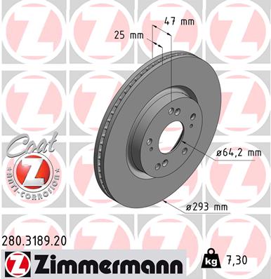 ZIMMERMANN ZIM280.3189.20 féktárcsa