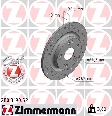 ZIMMERMANN ZIM280.3190.52 Féktárcsa