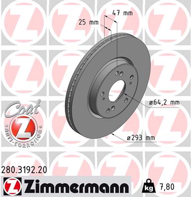 ZIMMERMANN ZIM280.3192.20 féktárcsa