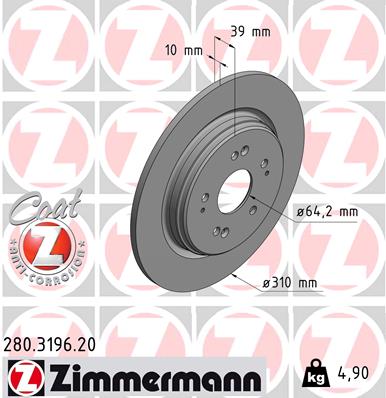 ZIMMERMANN ZIM280.3196.20 féktárcsa