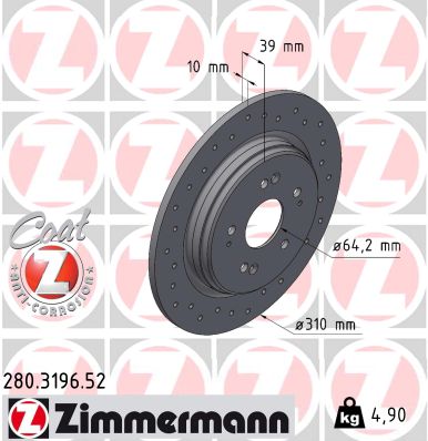 ZIMMERMANN ZIM280.3196.52 féktárcsa