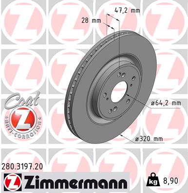 ZIMMERMANN ZIM280.3197.20 féktárcsa