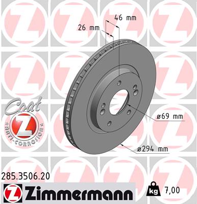 ZIMMERMANN ZIM285.3506.20 féktárcsa