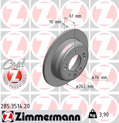 ZIMMERMANN 285.3514.20 Féktárcsa