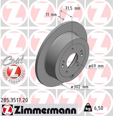 ZIMMERMANN ZIM285.3517.20 féktárcsa