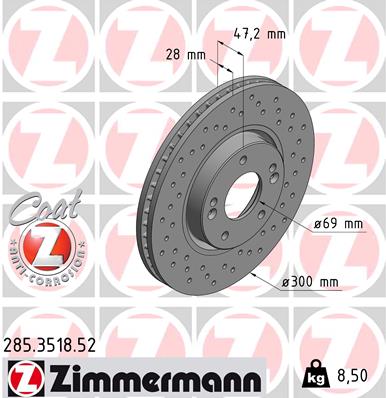 ZIMMERMANN ZIM285.3518.52 féktárcsa