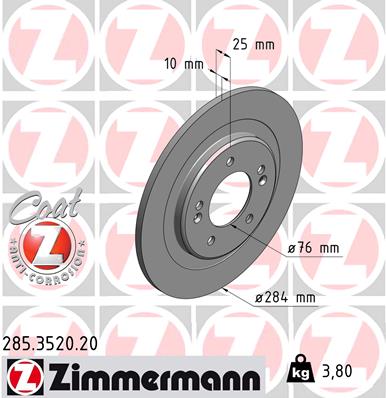 ZIMMERMANN ZIM285.3520.20 féktárcsa