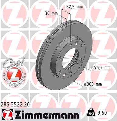 ZIMMERMANN ZIM285.3522.20 féktárcsa