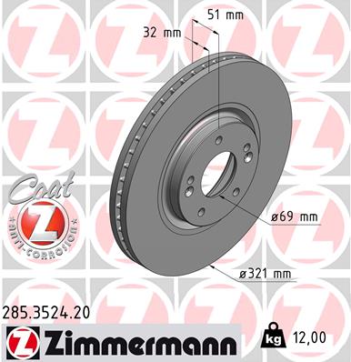 ZIMMERMANN ZIM285.3524.20 féktárcsa
