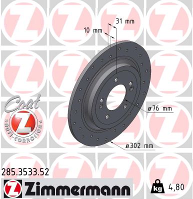 ZIMMERMANN ZIM285.3533.52 féktárcsa