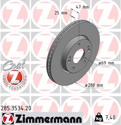 ZIMMERMANN ZIM285.3534.20 féktárcsa