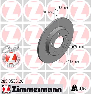 ZIMMERMANN ZIM285.3535.20 féktárcsa