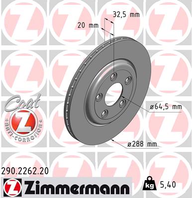 ZIMMERMANN ZIM290.2262.20 féktárcsa