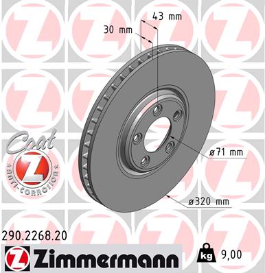 ZIMMERMANN ZIM290.2268.20 féktárcsa