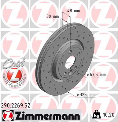 ZIMMERMANN 273939 290.2269.52 - Féktárcsa