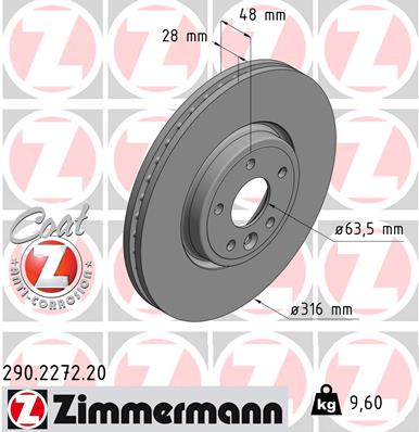 ZIMMERMANN ZIM290.2272.20 féktárcsa