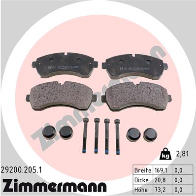 ZIMMERMANN 29200.205.1 Fékbetét készlet, tárcsafék