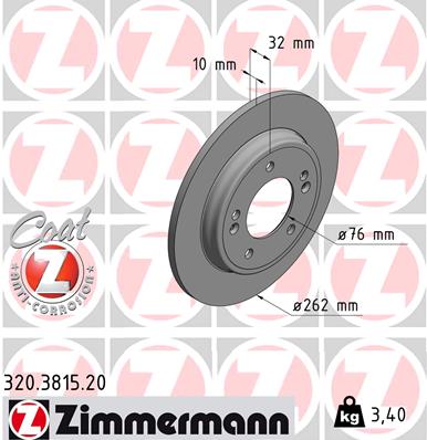 ZIMMERMANN ZIM320.3815.20 féktárcsa