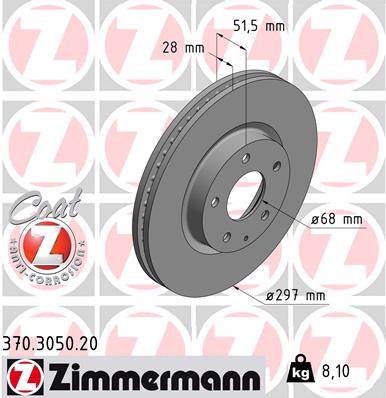 ZIMMERMANN ZIM370.3050.20 féktárcsa