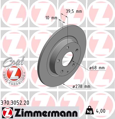 ZIMMERMANN 370.3052.20 Féktárcsa