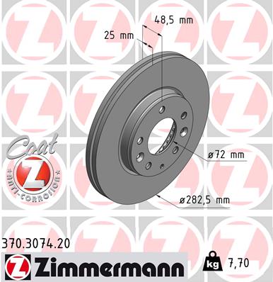 ZIMMERMANN 370.3074.20 Féktárcsa