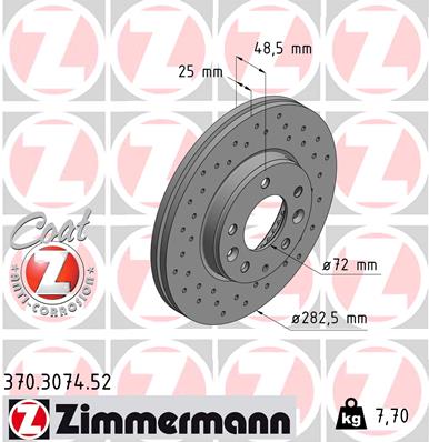 ZIMMERMANN 254409 370.3074.52 - Féktárcsa