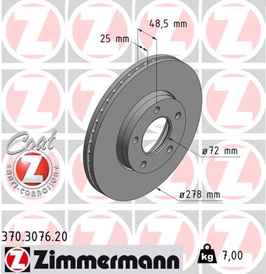 ZIMMERMANN ZIM370.3076.20 féktárcsa