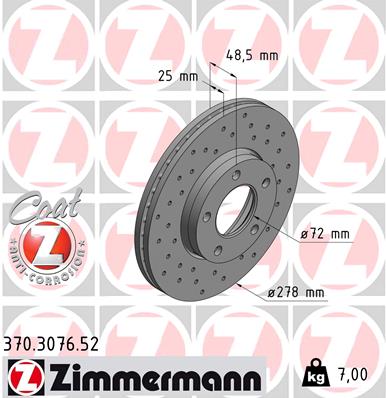 ZIMMERMANN ZIM370.3076.52 féktárcsa