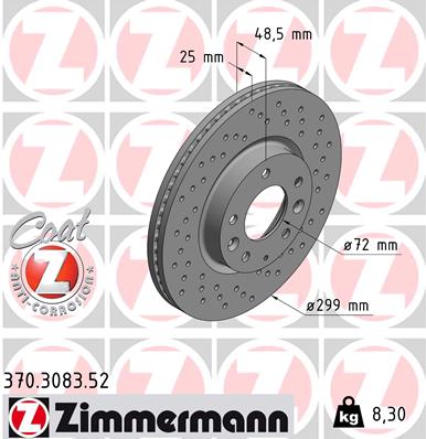 ZIMMERMANN ZIM370.3083.52 féktárcsa