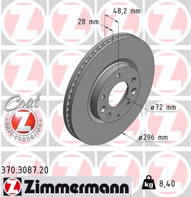 ZIMMERMANN ZIM370.3087.20 féktárcsa