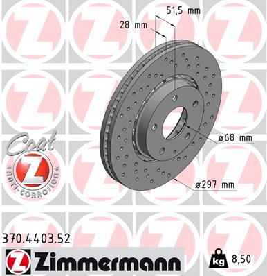 ZIMMERMANN ZIM370.4403.52 féktárcsa