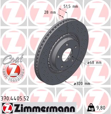 ZIMMERMANN ZIM370.4405.52 féktárcsa