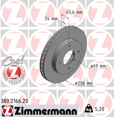 ZIMMERMANN 380.2166.20 Féktárcsa