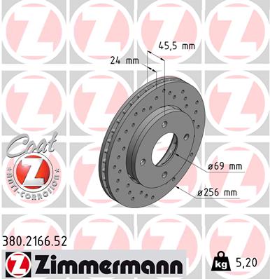 ZIMMERMANN ZIM380.2166.52 féktárcsa