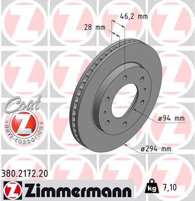 ZIMMERMANN 380.2172.20 Féktárcsa