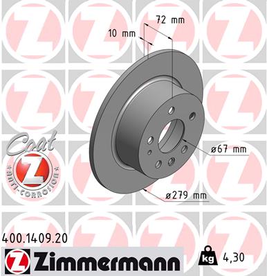 ZIMMERMANN ZIM400.1409.20 féktárcsa