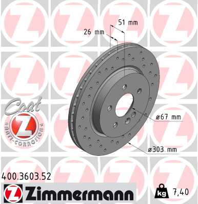 ZIMMERMANN ZIM400.3603.52 féktárcsa